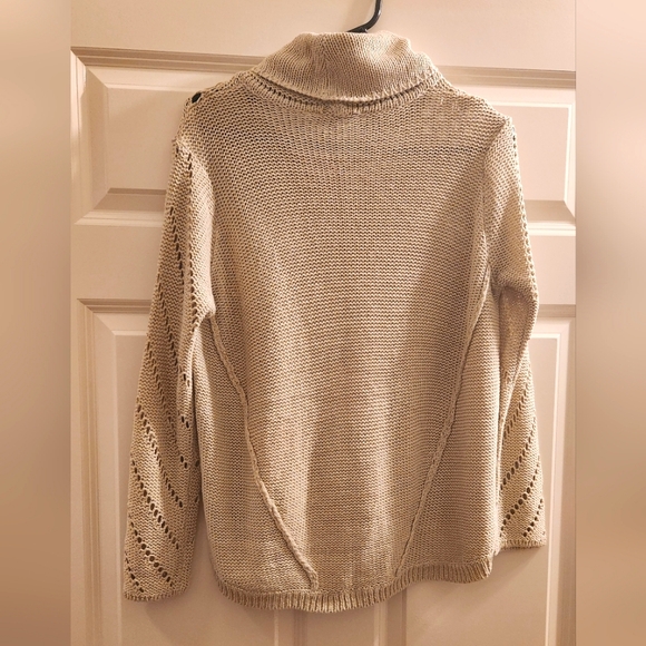 RD Style Cream Cowl Neck Chunky Crochet Sweater - Picture 2 of 7